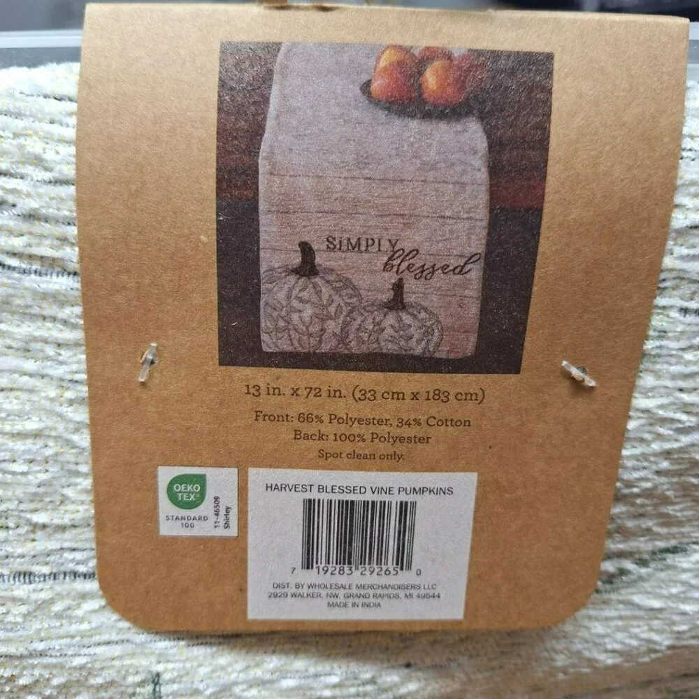Simply Blessed Fall Table Runner Thick Pumpkin Create Decorate Celebrate 13 x 72